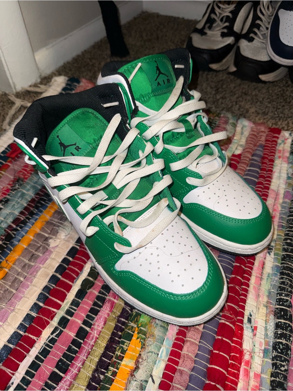 Jordan Kids' Green & White High-Top Sneakers